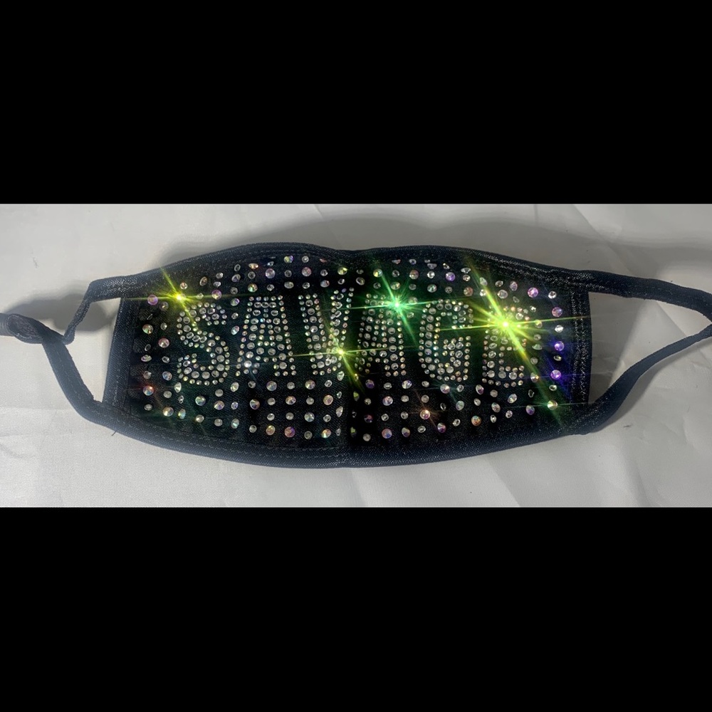 Iridescent Rhinestone Face Mask - Picture 2 of 12